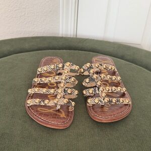 Sam Edelman Gold Embellished Brown Sandals